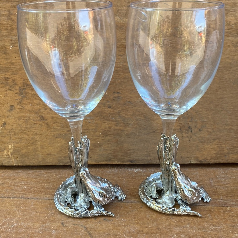 Arthur Court Alligator Wine Glass Pewter Vintage